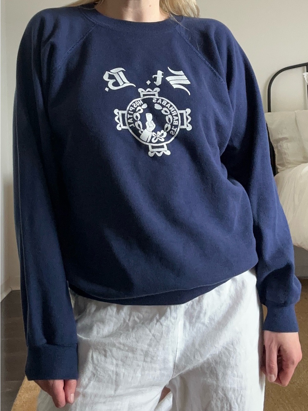 Vintage Hanes Navy Graphic Crewneck Sweatshirt